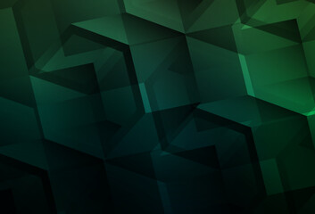 Dark Green vector backdrop with hexagons.