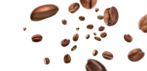 Coffee beans piece fly  isolated on white background  with clipping path