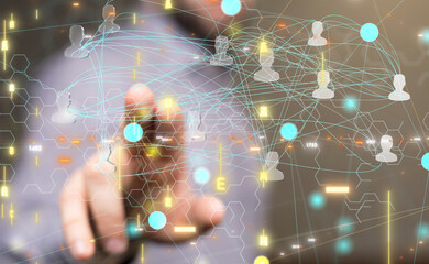 Global network. Blockchain. 3D illustration. Neural networks and artificial intelligence. Abstract