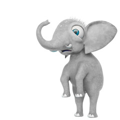 baby elephant cartoon standing full body in a white background