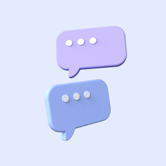 3d minimal purple bubbles chat icon transparent background messages icon 3d rendering illustration