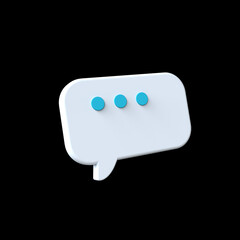 3d minimal chat bubbles transparent background white messages icon. 3d rendering illustration