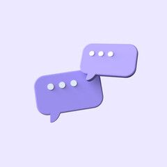 3d minimal purple bubbles chat icon transparent background messages icon 3d rendering illustration