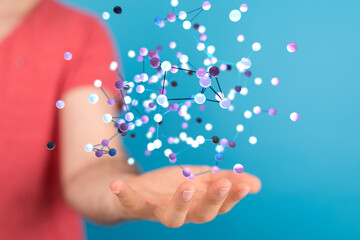 Global network. Blockchain. 3D illustration. Neural networks and artificial intelligence. Abstract