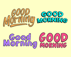 good morning typography colorful illustration set free vector