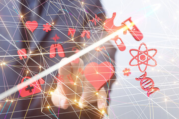  Ui icon medical in hospital with medical technology network concept