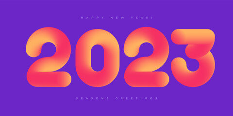New 2023 Year typography design. 3d Gradient numbers. Vector illustration.