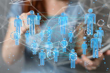 Global network. Blockchain. 3D illustration. Neural networks and artificial intelligence. Abstract