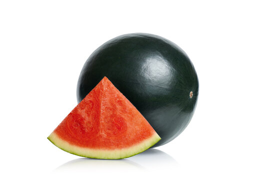 Seedless black watermelon isolated on white background
