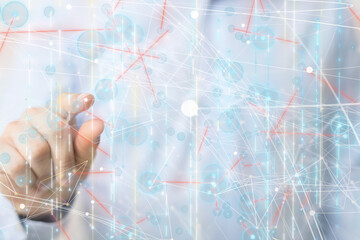 Neural network 3D illustration. Big data and cybersecurity