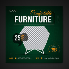 Furniture sale social media square banner template.