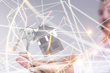 Hands - Holding House digital concept.