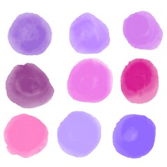 Watercolor set circle spots for fabrics and clothes print and accessories and notebooks and stickers and kids and shops