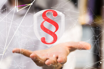 paragraph law sign digital in hand 3d