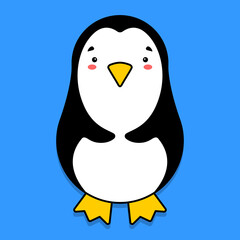 Flat cartoon image of a penguin. Vector illustration.
