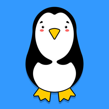 Flat cartoon image of a penguin. Vector illustration.