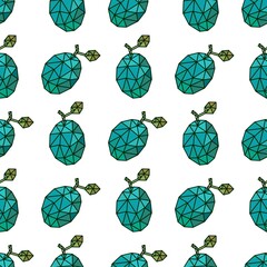 Autumn fruit geometric seamless polygonal plums pattern for clothes print and wrapping paper and kids