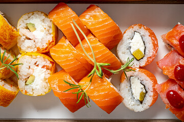 tasty sushi in the box