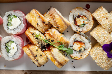 tasty sushi in the box