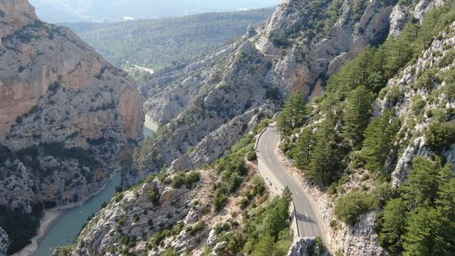 Aerial view of the road in the Gorges du Verdon