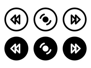 Set of Media player icons in modern style icons are located on white and black backgrounds. The pack has six icons.