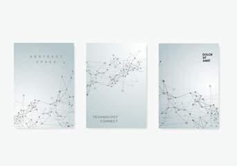 Brochure template layout design. Abstract geometric background with connected lines and dots. Technology polygonal cover
