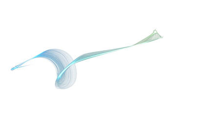Semi-transparent blue green ribbon overlay isolated on transparency