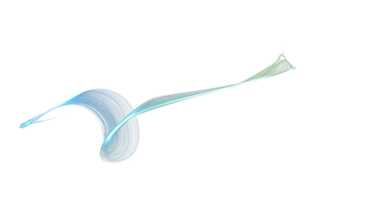 Semi-transparent blue green ribbon overlay isolated on transparency