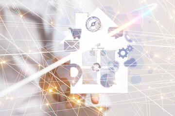 house. data Big data visualization background.Abstract technology