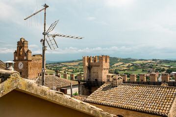 Gradara, Province of Pesaro and Urbino - 07 27 2022: A glimpse of the fantastic city of Gradara