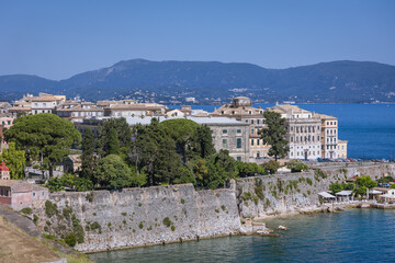 Obraz premium View from Old Venetian Fortress in Corfu city on Corfu Island, Greece