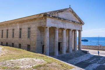 Fototapeta na wymiar St George Church in Old Venetian Fortress in Corfu city on Corfu Island, Greece