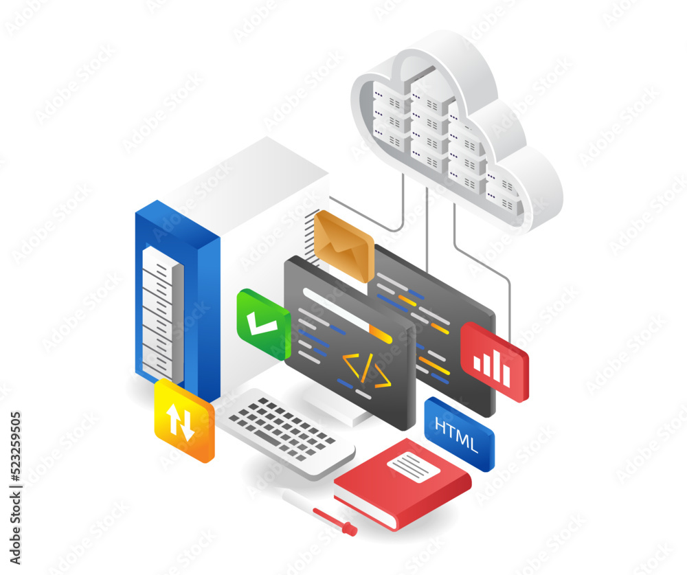 Aufkleber Program language with cloud server