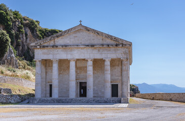 Fototapeta na wymiar Church of St George in Old Fortress in Corfu on Corfu Island in Greece