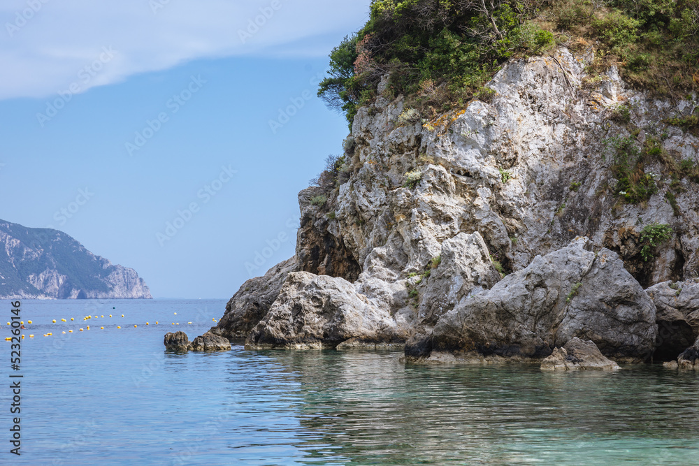 Sticker Rocks near Agios Spyridonas beach in Palaiokastritsa village, Corfu Island, Greece