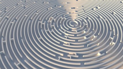 Fototapeta na wymiar Round maze. Puzzle. Labyrinth, round puzzles games. 3D render.
