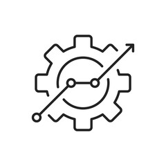 black thin line gear like insight or metric icon