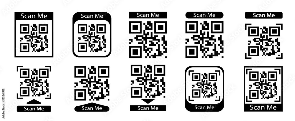Poster qr code vector set. scan qr code icon. barcode smartphone id icon. qr code for payment, mobile app a