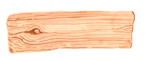Watercolor illustration of wooden board isolated on white background