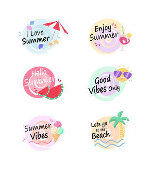 set of Summer labels , Hello Summer vectors 