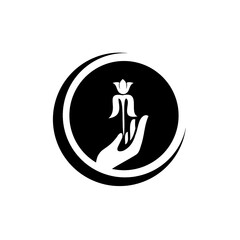 hand and flowers logo vector
