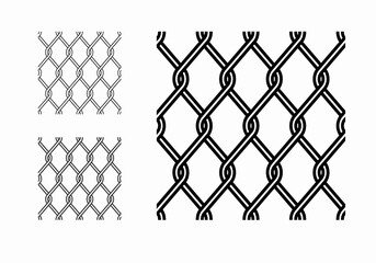 Metal Chain Link Fence Seamless Pattern Set Vector Background Illustration Set