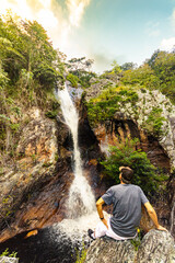 waterfall in the mountains