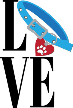 Love With Blue Dog Collar