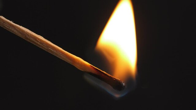 Light a match in the dark, closeup. Strike a matchstick