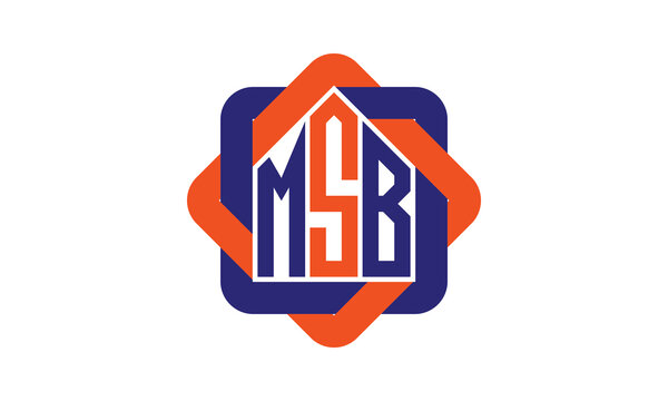 MSB three letter real estate logo with home icon logo design vector template | construction logo | housing logo | engineering logo | initial letter logo | minimalist logo | property logo |