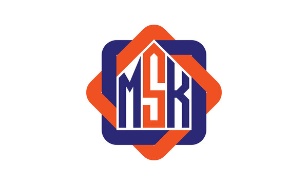 MSK three letter real estate logo with home icon logo design vector template | construction logo | housing logo | engineering logo | initial letter logo | minimalist logo | property logo |