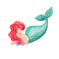 Cute watercolor mermaid 