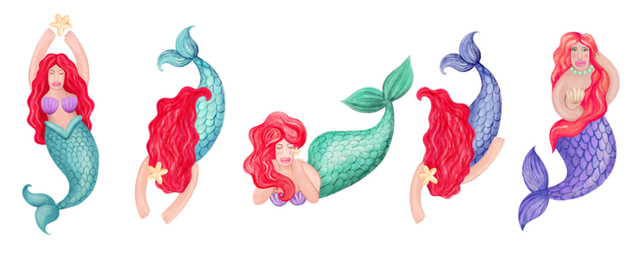 Cute watercolor mermaid