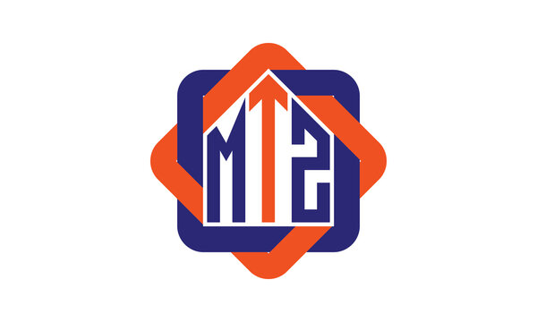 MTZ three letter real estate logo with home icon logo design vector template | construction logo | housing logo | engineering logo | initial letter logo | minimalist logo | property logo |